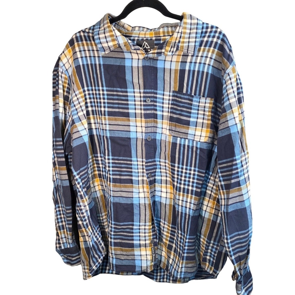 Alpine Design Shirt Big Mens PLus Size XXL Plaid Flannel Button Down Blue